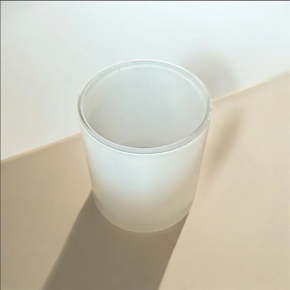 Glossy White Glass Cylinder Jar 3in tall, 2.5in diameter